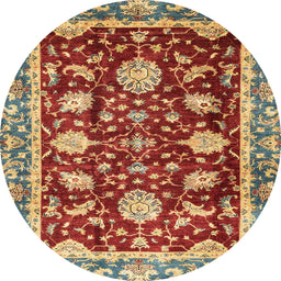 Round Machine Washable Abstract Red Rug, wshabs3240