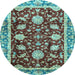 Round Abstract Light Blue Modern Rug, abs3240lblu