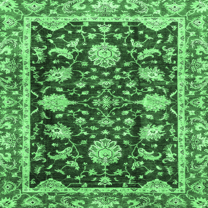 Square Abstract Emerald Green Modern Rug, abs3240emgrn