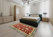 Abstract Red Modern Rug in a Bedroom, abs3240