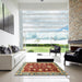 Square Abstract Red Modern Rug in a Living Room, abs3240