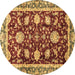 Round Abstract Brown Modern Rug, abs3240brn