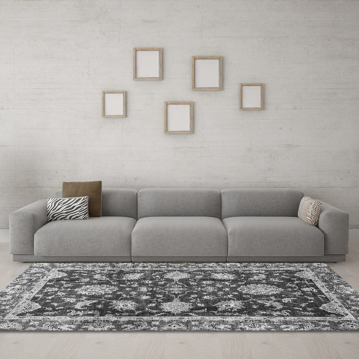 Machine Washable Abstract Gray Modern Rug in a Living Room,, wshabs3240gry