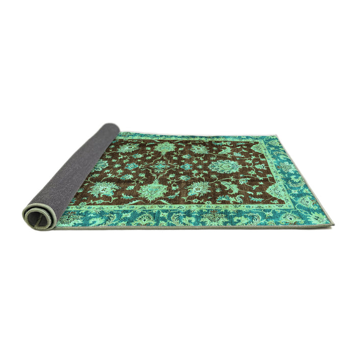 Sideview of Abstract Turquoise Modern Rug, abs3240turq