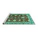 Sideview of Machine Washable Abstract Turquoise Modern Area Rugs, wshabs3240turq