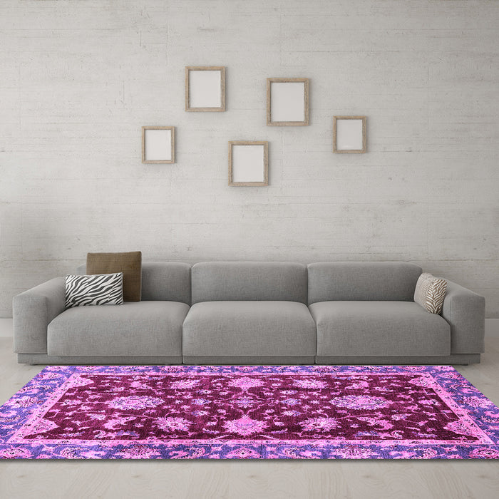 Machine Washable Abstract Purple Modern Area Rugs in a Living Room, wshabs3240pur
