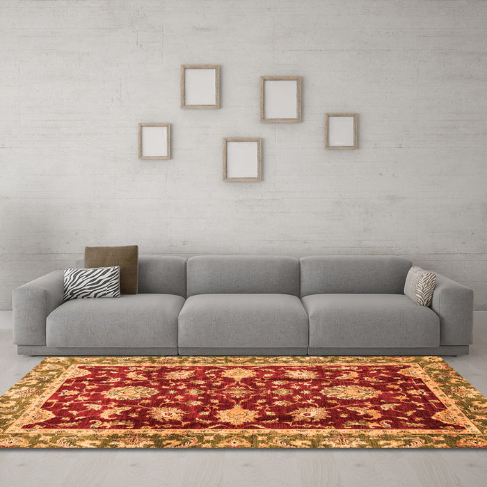 Machine Washable Abstract Orange Modern Area Rugs in a Living Room, wshabs3240org
