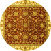 Round Abstract Yellow Modern Rug, abs3241yw