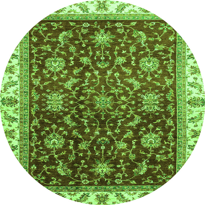 Round Abstract Green Modern Rug, abs3241grn