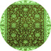 Round Abstract Green Modern Rug, abs3241grn