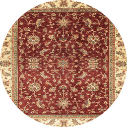 Round Machine Washable Abstract Red Rug, wshabs3241
