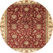 Round Machine Washable Abstract Red Rug, wshabs3241