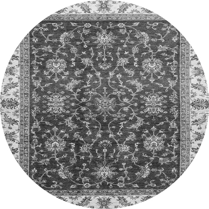 Round Abstract Gray Modern Rug, abs3241gry