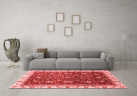 Machine Washable Abstract Red Modern Rug, wshabs3241red