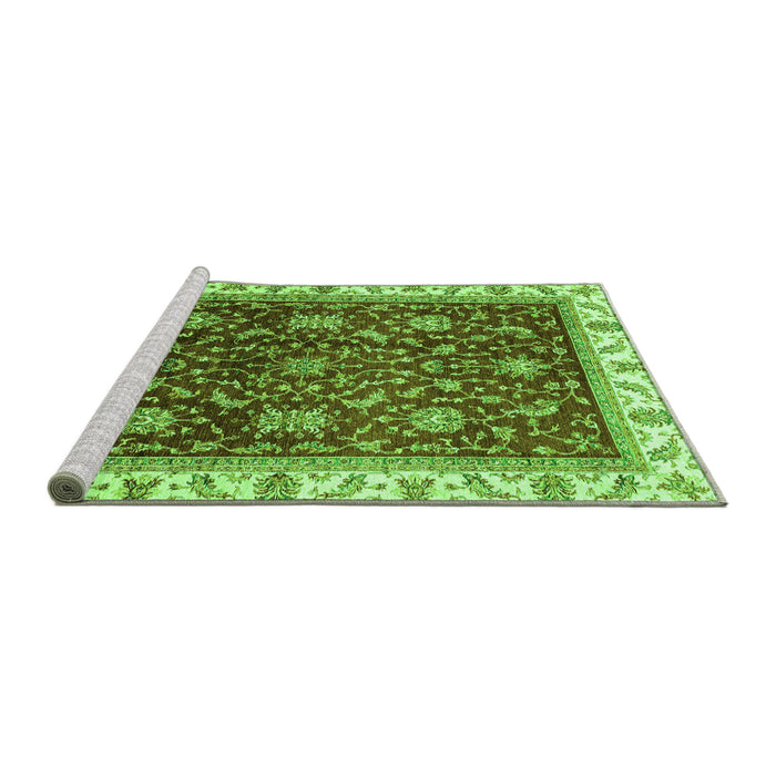 Sideview of Machine Washable Abstract Green Modern Area Rugs, wshabs3241grn