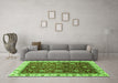 Machine Washable Abstract Green Modern Area Rugs in a Living Room,, wshabs3241grn