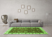 Machine Washable Abstract Green Modern Rug, wshabs3241grn