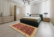 Abstract Red Modern Rug in a Bedroom, abs3241