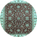 Round Abstract Light Blue Modern Rug, abs3241lblu