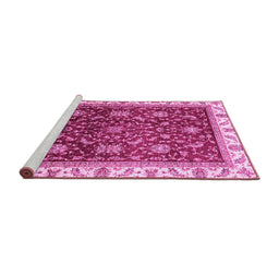 Sideview of Machine Washable Abstract Pink Modern Rug, wshabs3241pnk