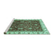 Sideview of Machine Washable Abstract Turquoise Modern Area Rugs, wshabs3241turq