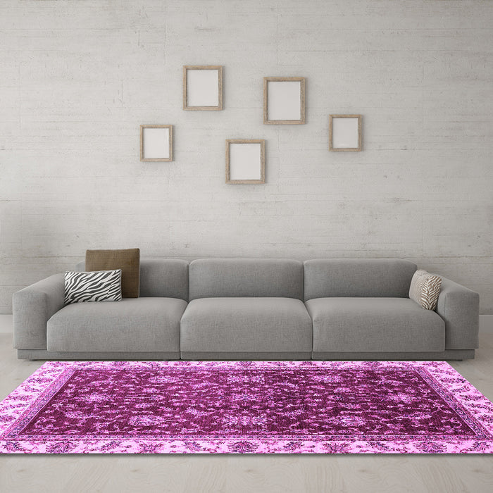 Machine Washable Abstract Purple Modern Area Rugs in a Living Room, wshabs3241pur