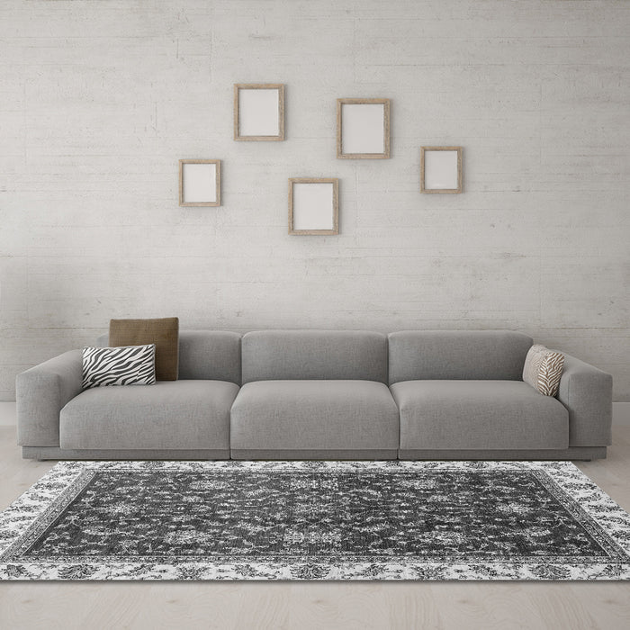 Machine Washable Abstract Gray Modern Rug in a Living Room,, wshabs3241gry