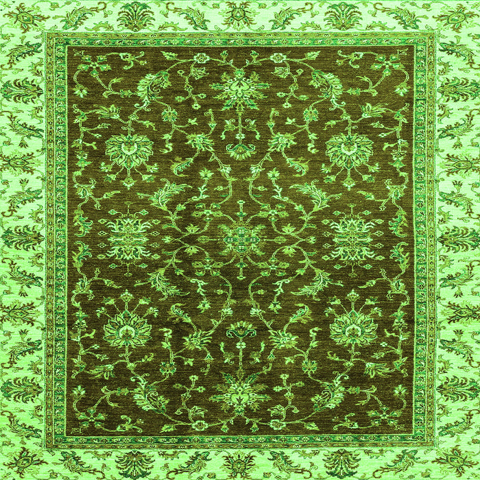 Square Machine Washable Abstract Green Modern Area Rugs, wshabs3241grn