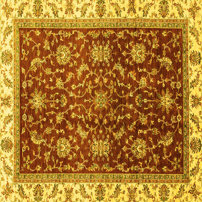 Square Machine Washable Abstract Yellow Modern Rug, wshabs3241yw