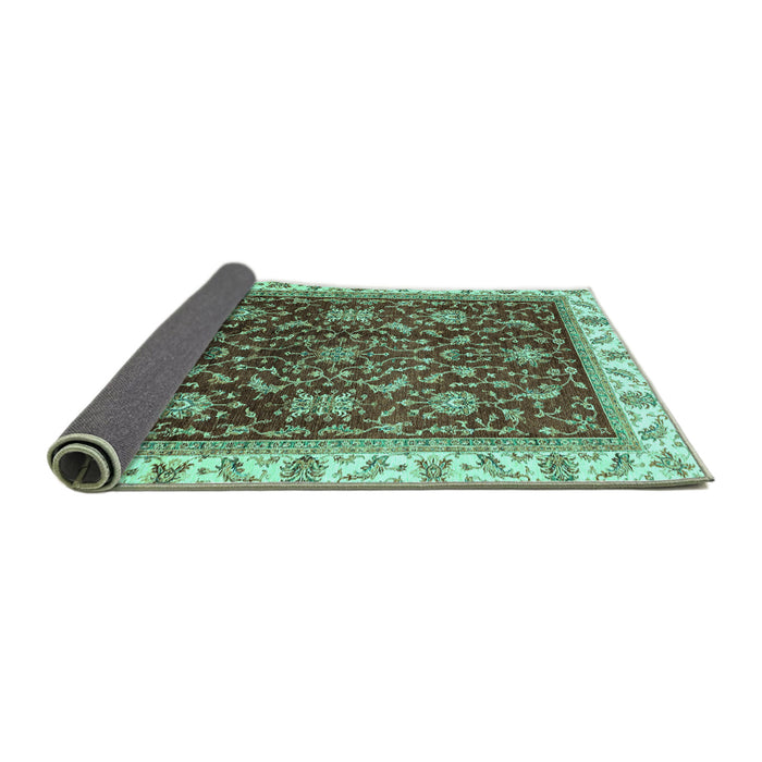 Sideview of Abstract Turquoise Modern Rug, abs3241turq