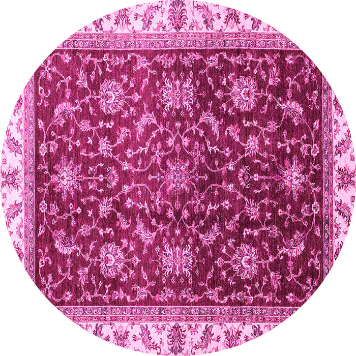 Round Abstract Pink Modern Rug, abs3241pnk