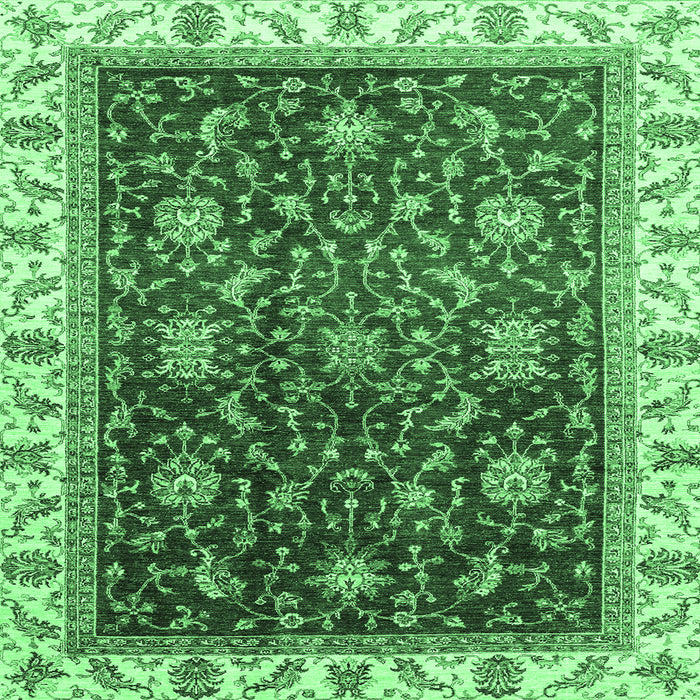 Square Machine Washable Abstract Emerald Green Modern Area Rugs, wshabs3241emgrn
