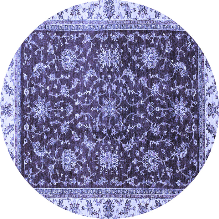 Round Abstract Blue Modern Rug, abs3241blu