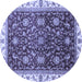 Round Abstract Blue Modern Rug, abs3241blu