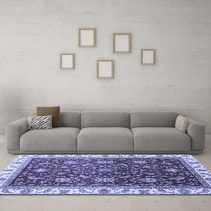 Machine Washable Abstract Blue Modern Rug in a Living Room, wshabs3241blu