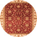 Round Machine Washable Abstract Orange Modern Area Rugs, wshabs3241org