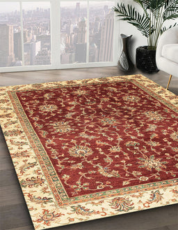 Machine Washable Abstract Red Rug in a Family Room, wshabs3241