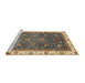 Sideview of Machine Washable Abstract Brown Green Rug, wshabs3242