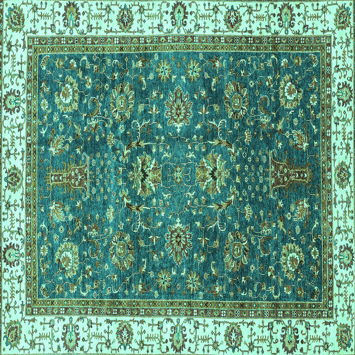 Square Abstract Turquoise Modern Rug, abs3242turq