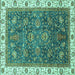 Square Abstract Turquoise Modern Rug, abs3242turq