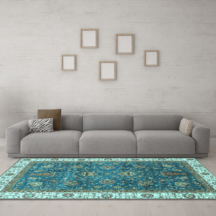 Machine Washable Abstract Light Blue Modern Rug in a Living Room, wshabs3242lblu