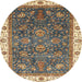 Round Machine Washable Abstract Brown Green Rug, wshabs3242