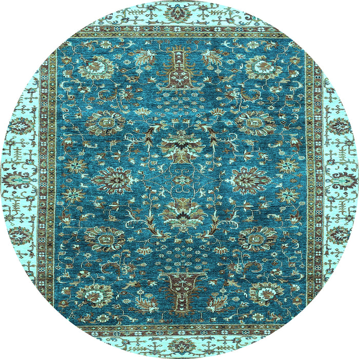 Round Abstract Light Blue Modern Rug, abs3242lblu