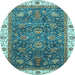 Round Abstract Light Blue Modern Rug, abs3242lblu