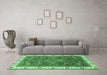 Machine Washable Abstract Emerald Green Modern Area Rugs in a Living Room,, wshabs3242emgrn