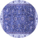 Round Abstract Blue Modern Rug, abs3242blu