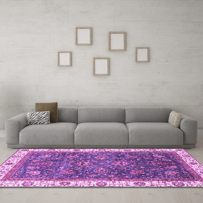 Machine Washable Abstract Purple Modern Area Rugs in a Living Room, wshabs3242pur