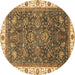 Round Abstract Brown Modern Rug, abs3242brn