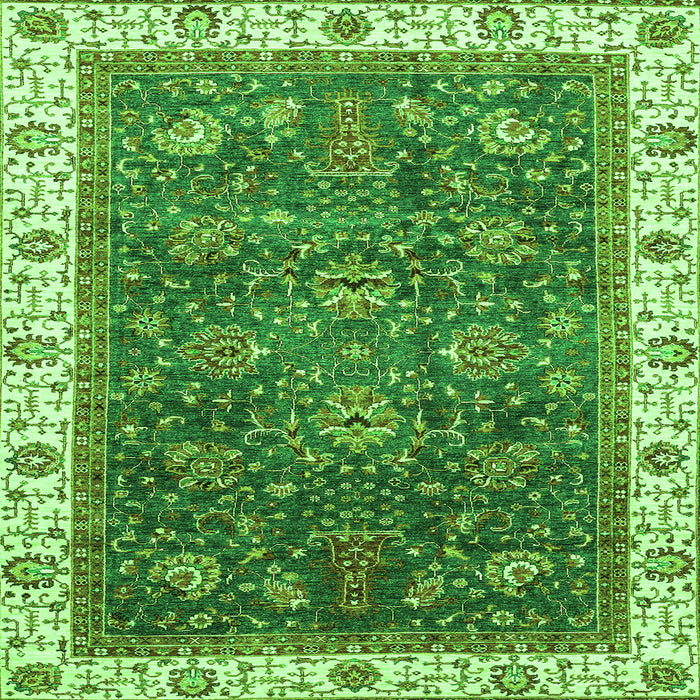 Square Machine Washable Abstract Green Modern Area Rugs, wshabs3242grn