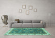 Machine Washable Abstract Turquoise Modern Area Rugs in a Living Room,, wshabs3242turq